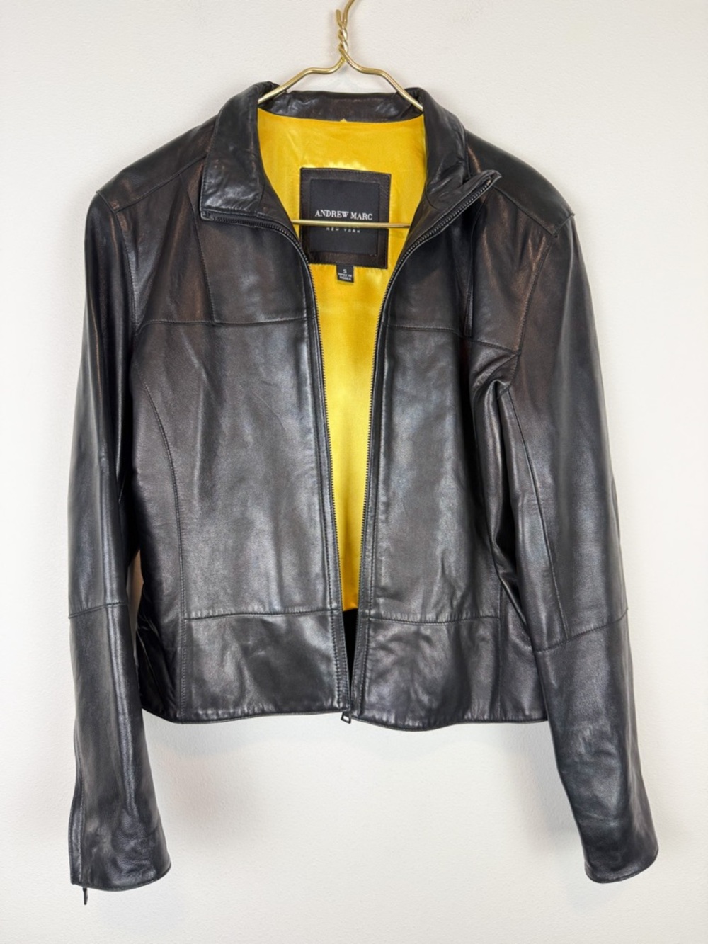 Vintage Andrew Marc New York Black Leather Zip Up Jacket Size Small - Picture 8 of 11